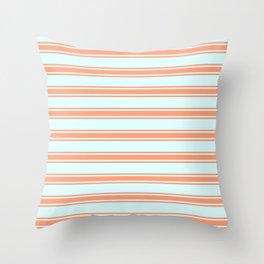 [ Thumbnail: Light Cyan and Light Salmon Colored Stripes/Lines Pattern Throw Pillow ]