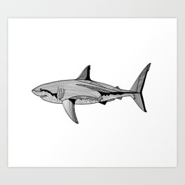 Abstract Great White Shark Art Print