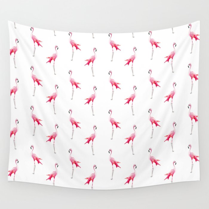 Tropical bright pink watercolor elegant flamingo Wall Tapestry