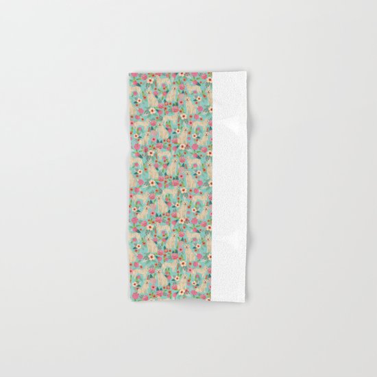 Golden retrievers must have florals mint pastel gender neutral dog art cute pet portraits labrador Hand & Bath Towel