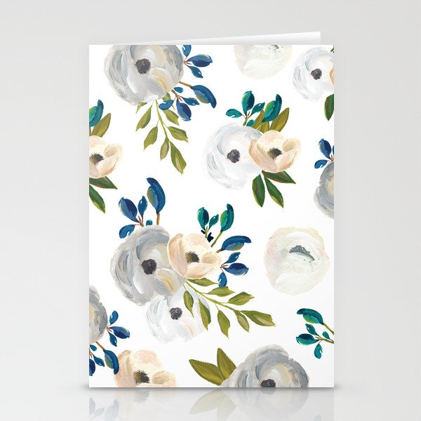 Sweet Blooms - Blue & Cream Stationery Cards
