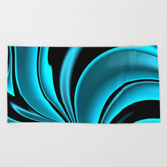 Abstract Fractal Colorways 02 Pacific Blue Beach Towel