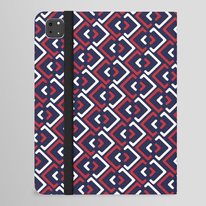 Minimalist Red and Blue Geometric Ornament iPad Folio Case