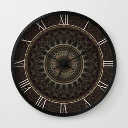 Mandala in brown tones Wall Clock | Graphicdesign, Pattern, Digital, Blaminsky, Ornaments, Brown, Floral, Caleidoscope, Circle, Mandala 