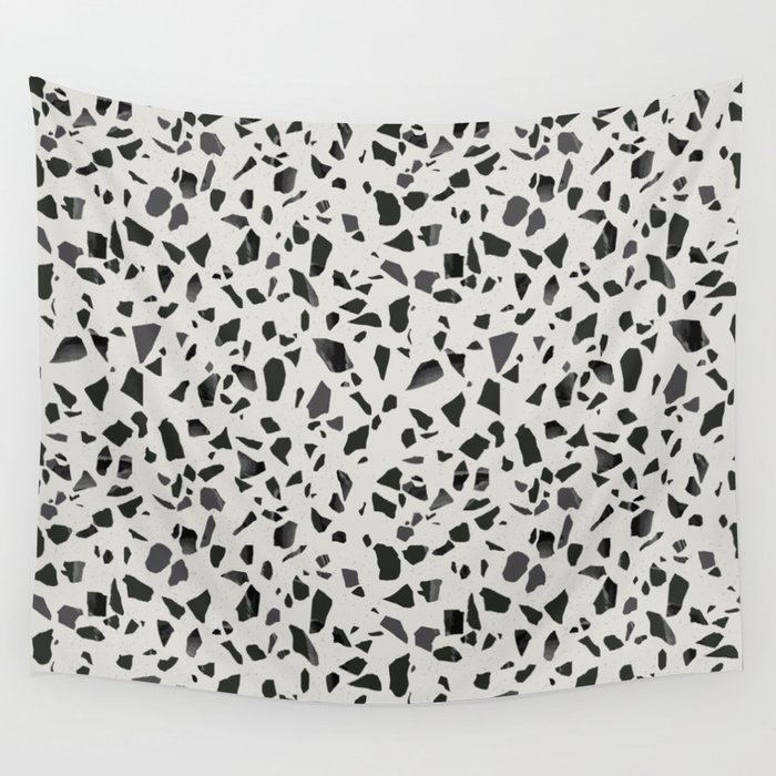 Black and white terrazzo flooring seamless pattern Wall Tapestry