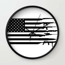  American Flag Guns , Shirt for Veteran, 4th of July, USA Flag With Guns Rifles, 2A Tshirt, 2nd Amendment Shirt For Gun Lover Owner  Wall Clock