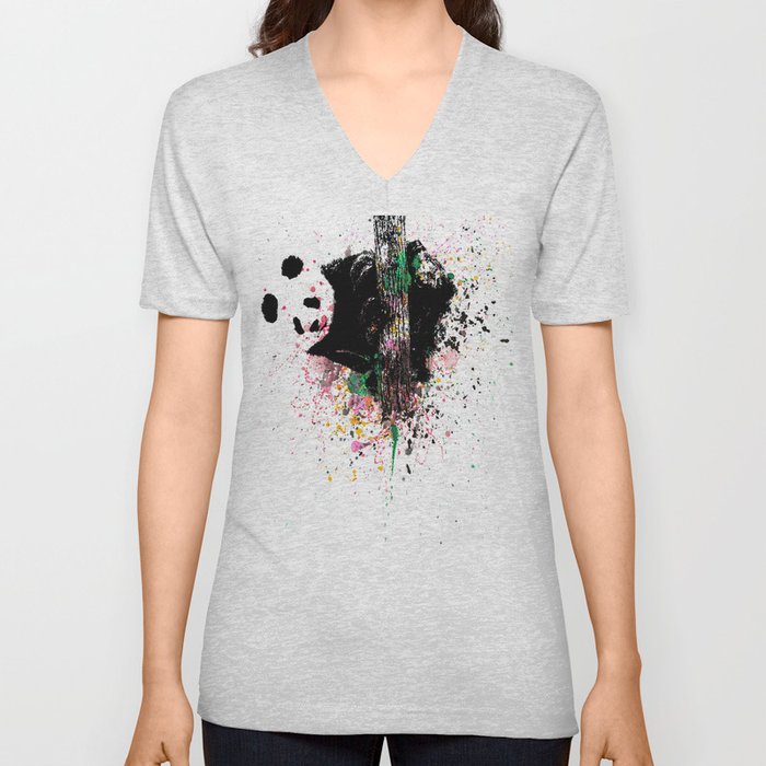 Panda Bear V Neck T Shirt