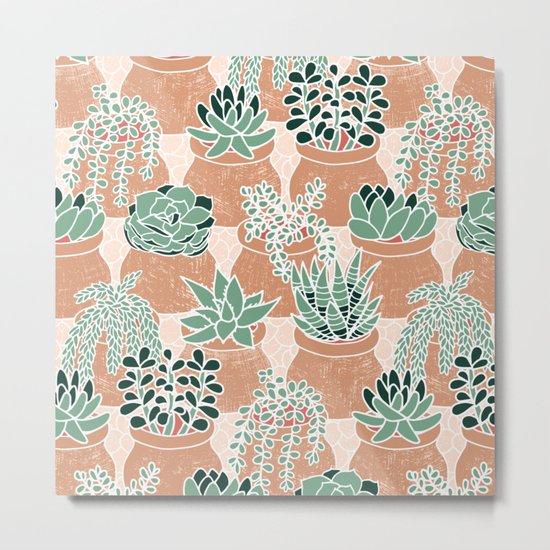 Succulent's Tiny Pots Metal Print
