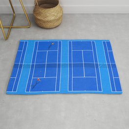 Blue Tennis Courts From Above  Area & Throw Rug