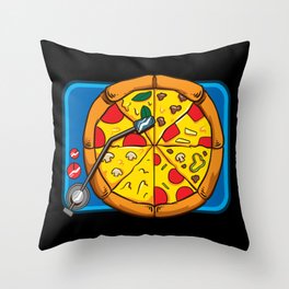 Vinyl Record Pizza Party Throw Pillow