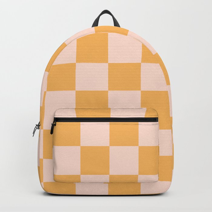 Orange and Unbleached Silk Checkerboard  Backpack