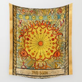 The Sun Vintage Tarot Card Wall Tapestry