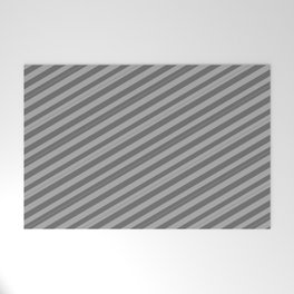 [ Thumbnail: Dark Grey and Dim Gray Colored Lined Pattern Welcome Mat ]