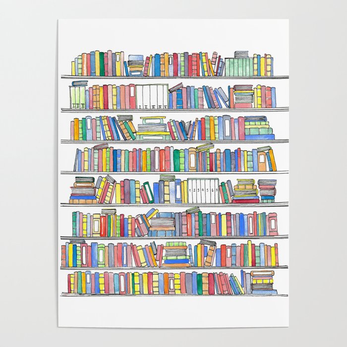 Colorful Bookcase Poster