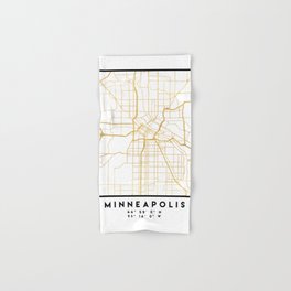 MINNEAPOLIS MINNESOTA CITY STREET MAP ART Hand & Bath Towel