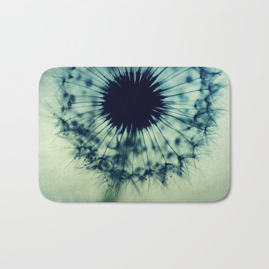 dandelion green teal Bath Mat