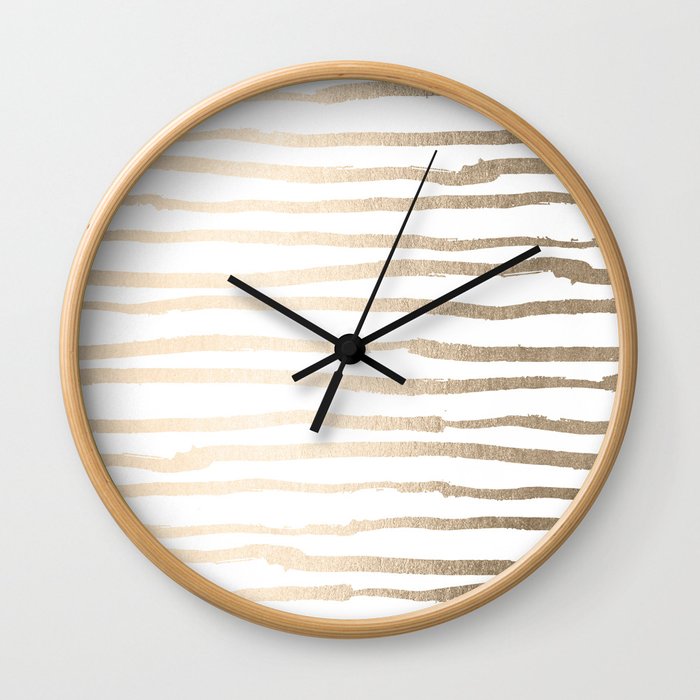 White Gold Sands Painted Lines Wall Clock