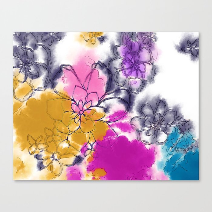 Abstract Flowers - Watercolour Paiting Canvas Print