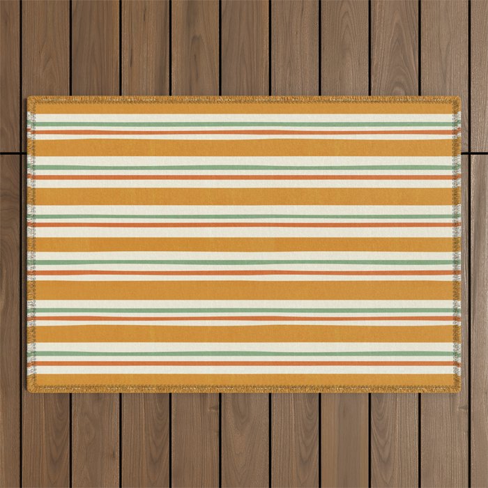 Dark Yellow Stripes Outdoor Rug