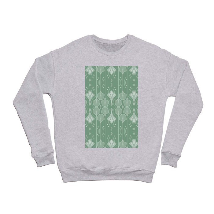Art Deco Botanical Leaf Shapes Green Crewneck Sweatshirt