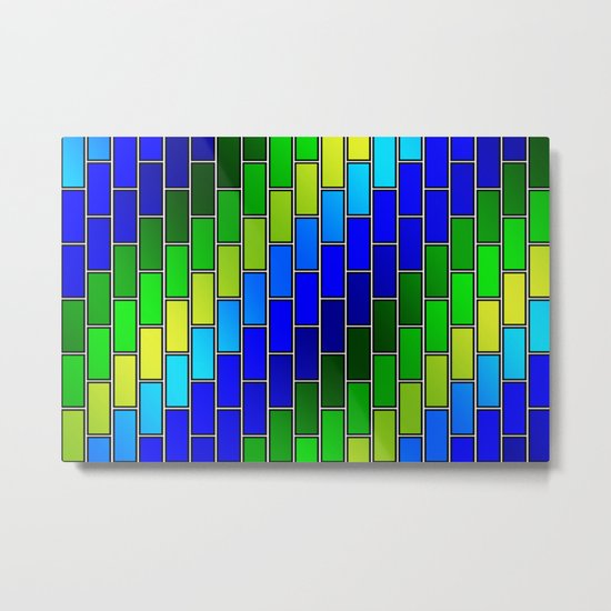 BRICK WALL #2 (Blues, Greens & Yellows) Metal Print