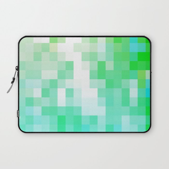 geometric pixel square pattern abstract background in green blue Laptop Sleeve