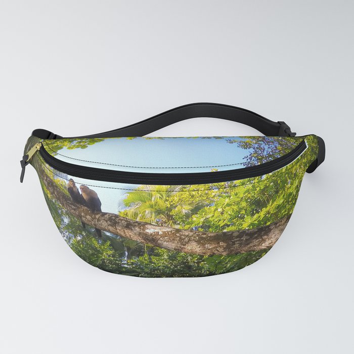 Relaxing Monkey Couple in Tropical Forest Fanny Pack