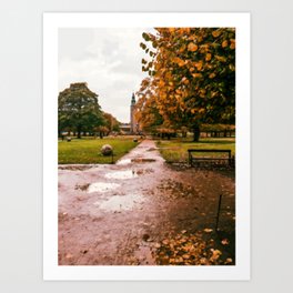 Digital Painting of Autumn in King's Garden in front of Rosenborg Castle of Copenhagen, Denmark Art Print