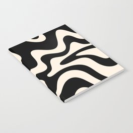 Retro Liquid Swirl Abstract in Black and Almond Cream  Notebook