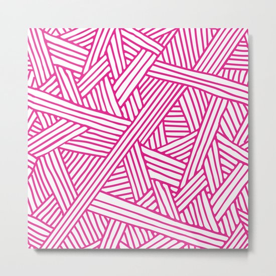 Abstract pink & white Lines and Triangles Pattern-Mix and Match with Simplicity of Life Metal Print