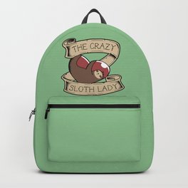 Crazy Sloth Lady Tattoo Backpack | Digital, Twotoedsloth, Sloths, Cute, Cartoon, Vector, Stencil, Graphicdesign, Funny, Heart 