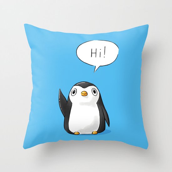 Hi Penguin Throw Pillow