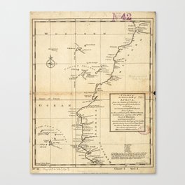 Antique Map of West Coast of Africa, 1757 Canvas Print