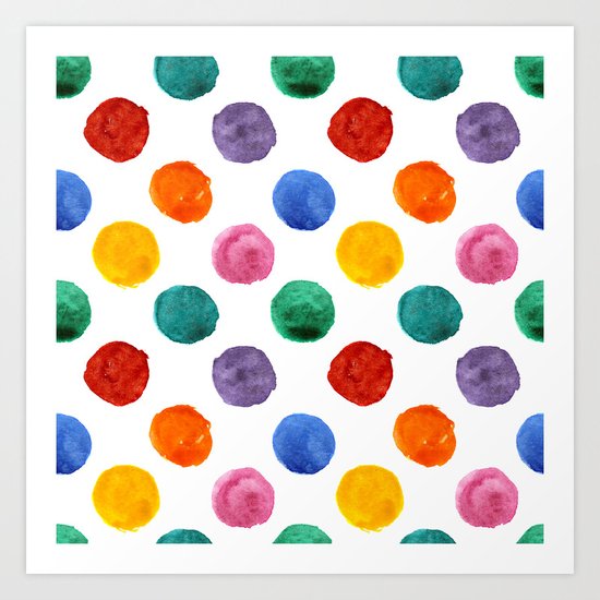 'Happiness and joy', colorful watercolor dots Art Print