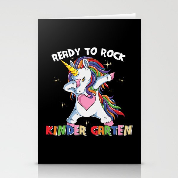 Ready To Rock Kindergarten Dabbing Unicorn Stationery Cards