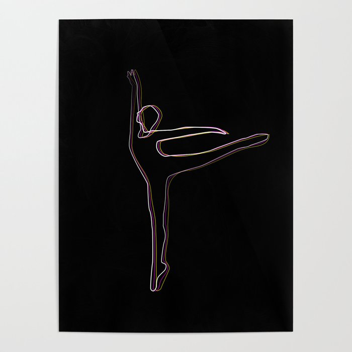 woman outline - Ballet Dancer, oneliner drawing, Abstract Ballerina Poster ohaniki | Society6