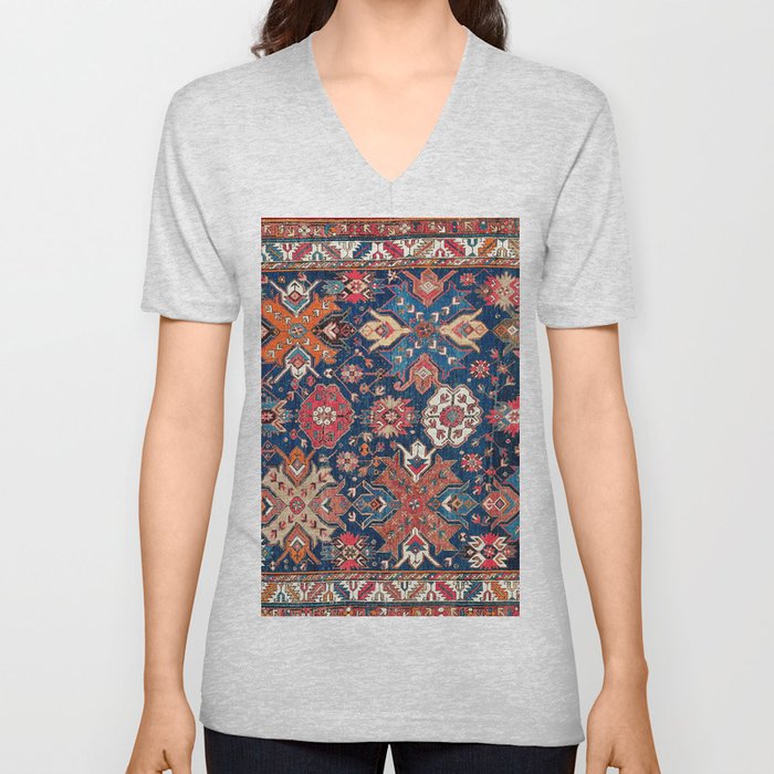 Derbent Daghestan Northeast Caucasus Rug Print V Neck T Shirt