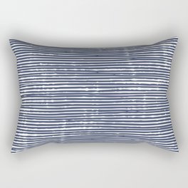 Abstract Stripes Pattern, Indigo, Navy Blue Rectangular Pillow