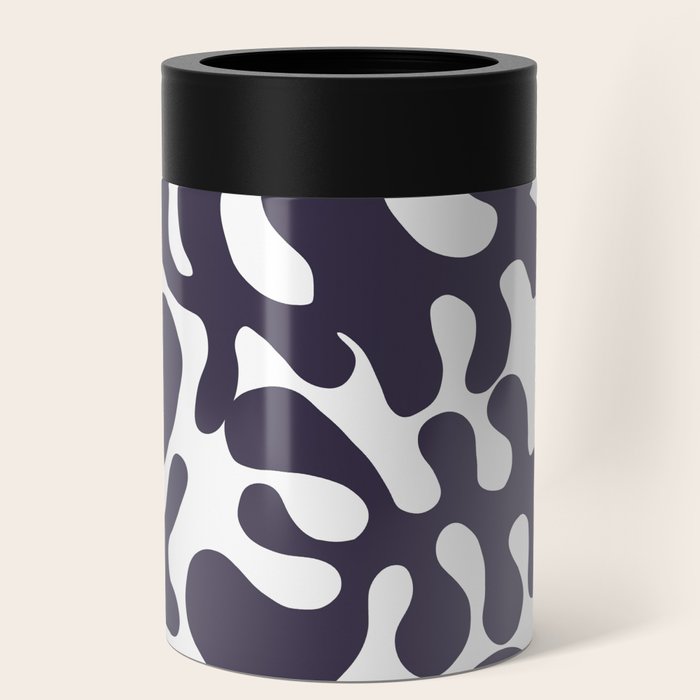 Violet Matisse cut outs seaweed pattern on white background Can Cooler