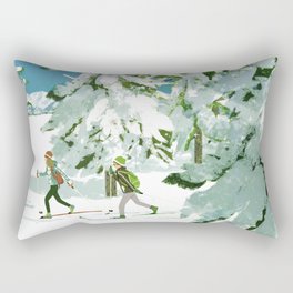Cross Country Skiing Rectangular Pillow
