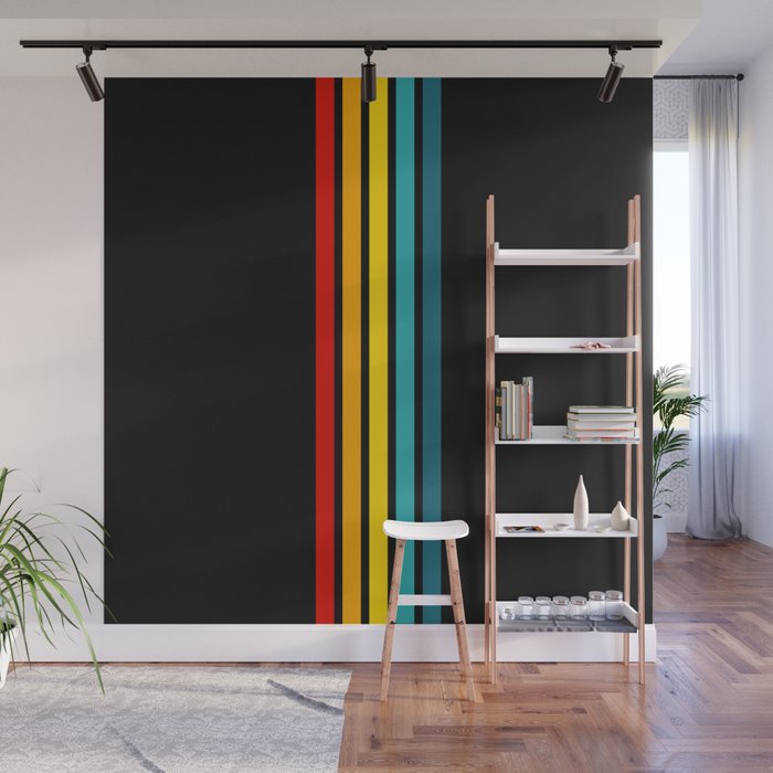 Colorful Trendy Lines Black Wall Mural