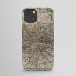 Illustrated Plan of London and Vicinity - Old Vintage Map iPhone Case