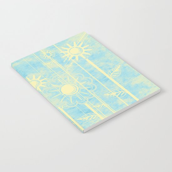 retro flowers in blue and yellow Notebook