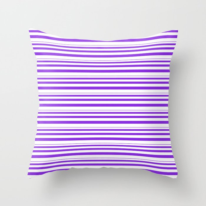 Purple and White Colored Striped Pattern Throw Pillow