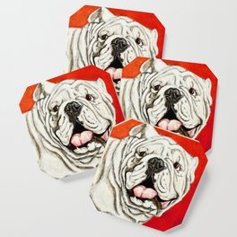 Uga the Bulldog Painting - Red Background Coaster