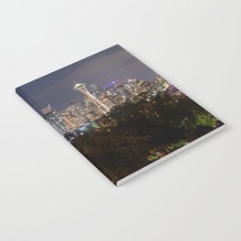 The Light Fantastic - Seattle Skyline Night Panorama Notebook