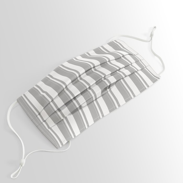 White and Dark Gray Colored Striped Pattern Face Mask
