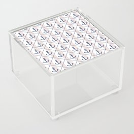 Navy Blue Anchor Pattern on White and Pastel Pink Acrylic Box