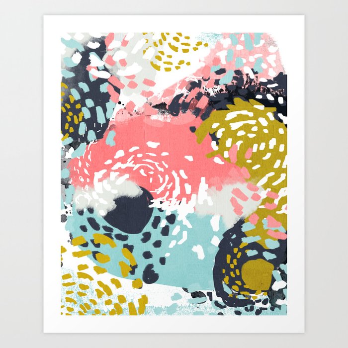 Athena - Abstract, pink, pastel, yellow, blue painting, abstract cell phone case, painterly design Art Print