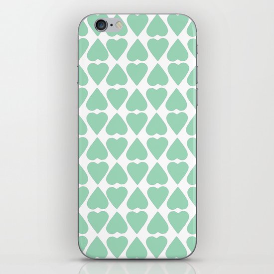 Diamond Hearts Repeat Mint iPhone Skin